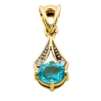 9ct Gold Apatite/Diamond Pendant